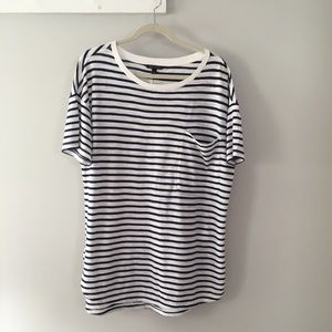 Banana Republic Long Navy & White Striped Tee